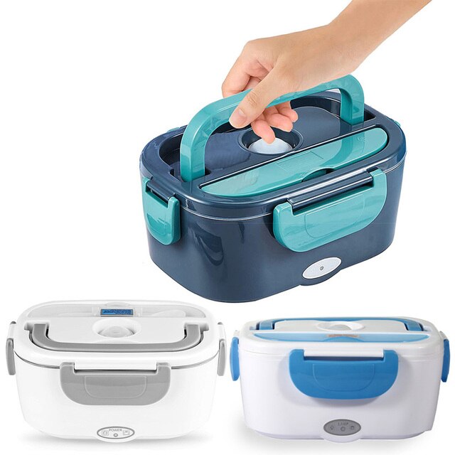 2 in1 Home Car Electric Lunch Box Stainless Steel Food Heating Bento Box 12V 24V 110V 220V Food Heated Warmer Container Set 4