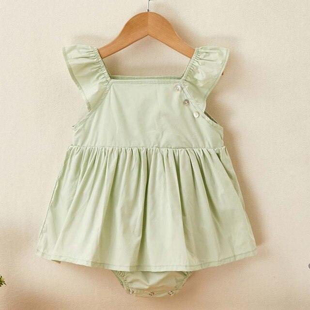 New Newborn Cotton Flying Sleeve Dress Jumpsuit Korean Japan Style Summer Princess Clothes One Piece Baby Girl Bodysuits 4