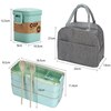 3 Layer Wheat Straw Lunch Box with Bag Japanese Microwave Bento Box with Fork Spoon Food Container for Student Office Staff 6