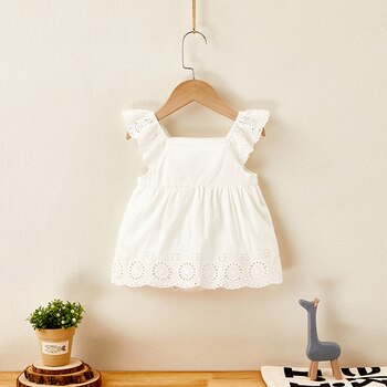 Baby Girls Clothes Flying Sleeve Lace Dress Bodysuits Korean Style Toddler Girls One Piece Summer Baby Girls Outfit 2