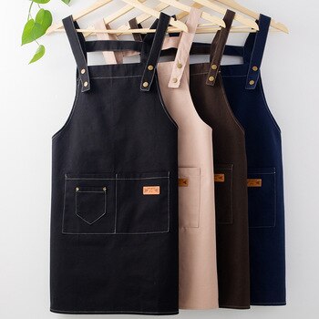 Men Women Kitchen Apron Canvas Aprons Bib for Kitchen Hairdresser Manicure Restaurant Chef Cooking Baking Accessories Pinafore 1