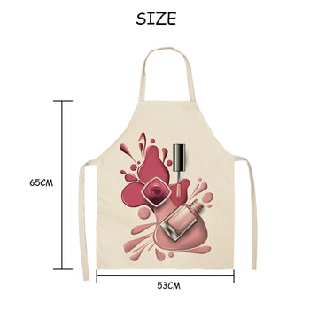 Nail Polish Lipstick Beauty Kitchen Women Apron Household Cleaning Cotton Linen Pinafore Salon Home Cooking Baking Adult BIb 2