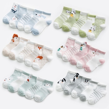 5Pairs/lot 0-2Y Infant Baby Socks Baby Socks for Girls Cotton Mesh Cute Newborn Boy Toddler Socks Baby Clothes Accessories 1