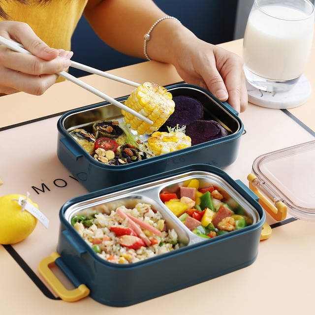 304 Stainless Steel Thermal Lunch Box Office Worker Bento Box Single/Double Layer Student Children Food Storage Container Store 5