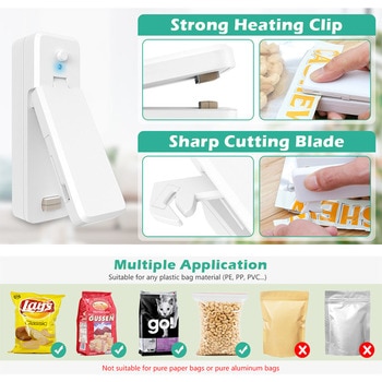 Charge Sealer Bag Plastic Package Sealer Heat Food Close Bags Portable Sealing Machine Thermal Bag Sealer Storage Food Kitchen 2