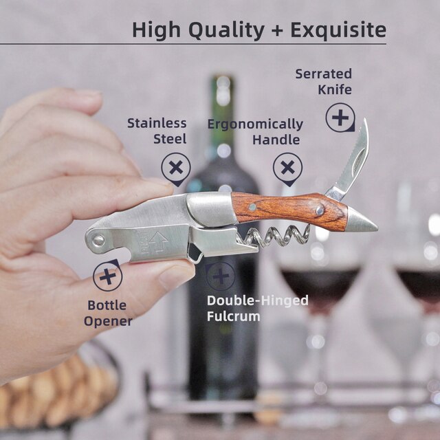Wine Opener, Professional Waiters Corkscrew, PU Bag, Bottle Opener and Foil Cutter Gift for Wine Lovers 3