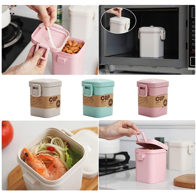 3 Layer Wheat Straw Lunch Box with Bag Japanese Microwave Bento Box with Fork Spoon Food Container for Student Office Staff 5