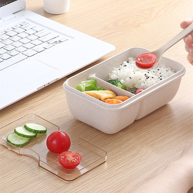 Wheat straw lunch box for kids plastic food storage container snacks box japanese style bento box with tableware soup cup 5
