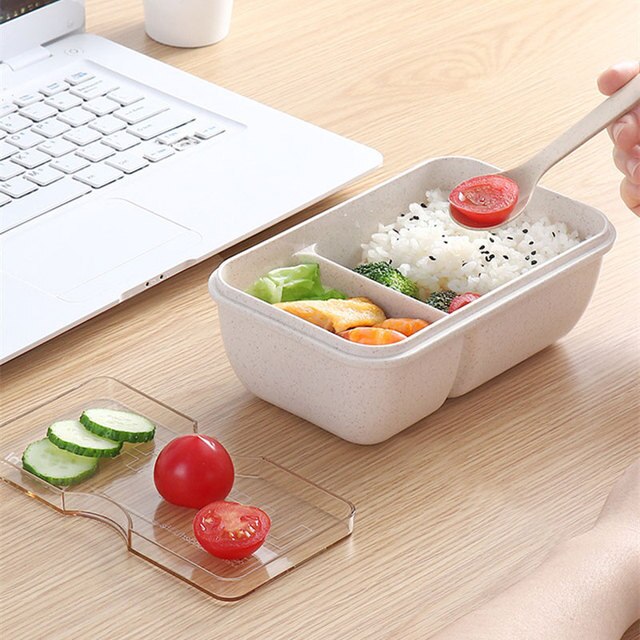 Wheat straw lunch box for kids plastic food storage container snacks box japanese style bento box with tableware soup cup 5