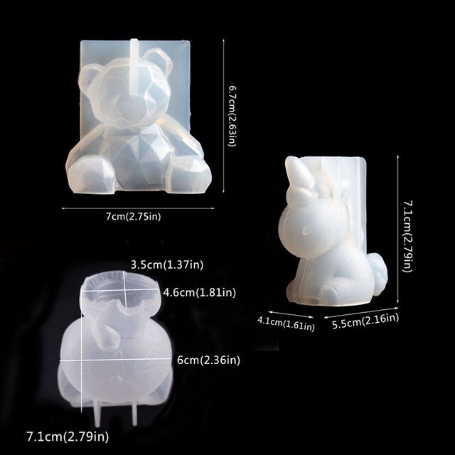 3D Silicone Mold DIY Geometry Stereo Bear Deer Cat Bunny Animal Mold Ornament Mold Cake Decoration Tools Easter Rabbit 6