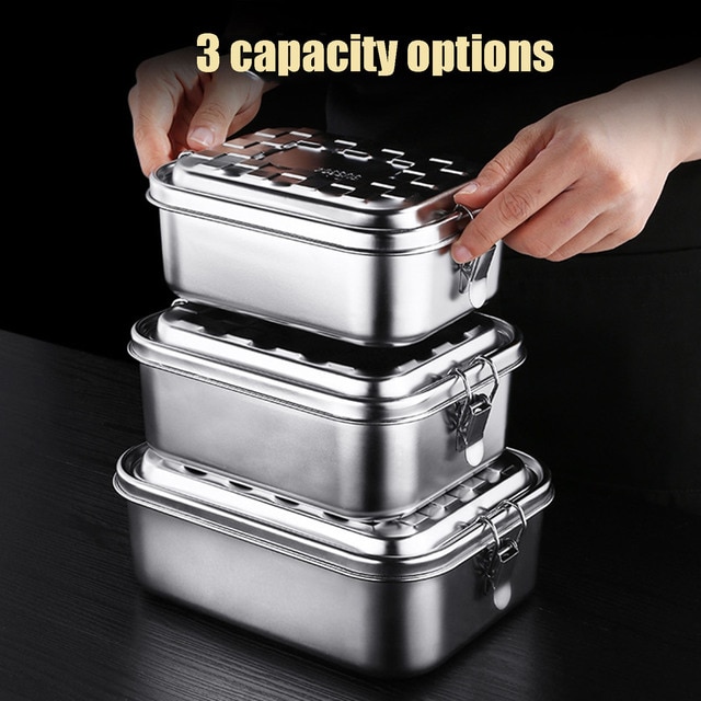 New Lunch Box 304 Top Grade Stainless Steel Silicone Seal Ring Leakproof Bento Box 1000/1400/1900ml Snacks Containers 6
