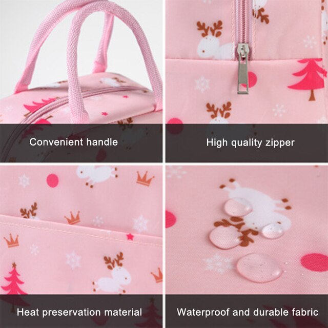 Portable Cooler Bag Ice Pack Lunch Box Insulation Package Insulated Thermal Food Picnic Bags Pouch For Women Girl Kids Children 6
