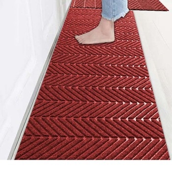 Thin Long Kitchen Mat Anti Slip Stripe Khaki Waterproof Oilproof Kitchen Area Rugs Hallway Door Floor Mats Mall Entrance Doormat 2