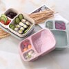 Microwave Lunch Box Wheat Straw Dinnerware Food Storage Container Children Kids School Office Portable Bento Box Lunch Bag 5