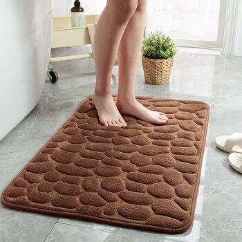 Cobblestone Embossed Bathroom Bath Mat Non-slip Carpets In Wash Basin Bathtub Side Floor Rug Shower Room Doormat Memory Foam Pad 2