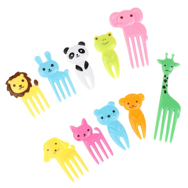 2-24pcs Animal Farm Fruit Fork Mini Cartoon Children Snack Cake Dessert Food Fruit Pick Toothpick Bento Lunches Party Decor 6