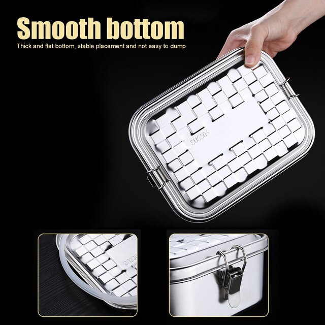 New Lunch Box 304 Top Grade Stainless Steel Silicone Seal Ring Leakproof Bento Box 1000/1400/1900ml Snacks Containers 3