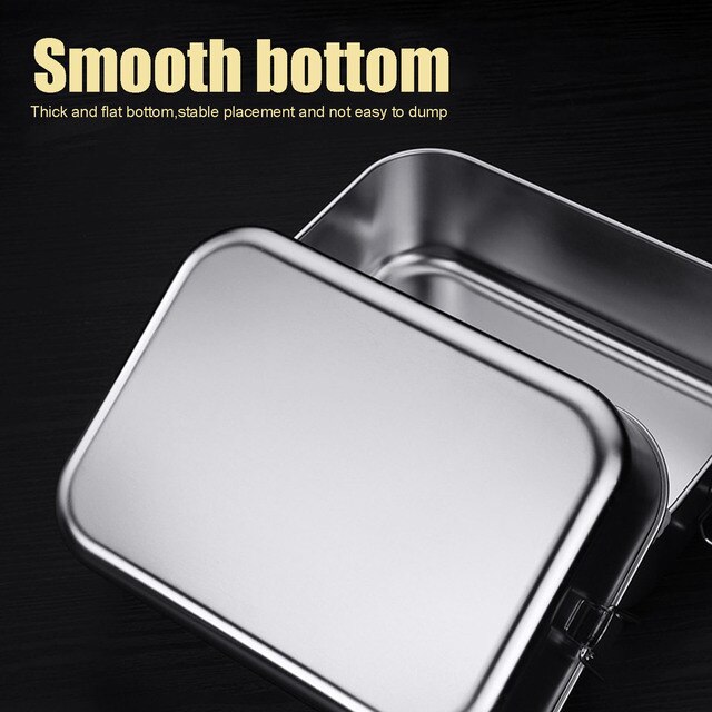 New Lunch Box 304 Top Grade Stainless Steel Silicone Seal Ring Leakproof Bento Box 1000/1400/1900ml Snacks Containers 2