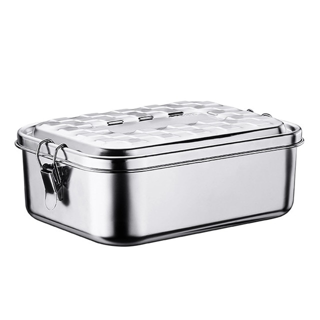 New Lunch Box 304 Top Grade Stainless Steel Silicone Seal Ring Leakproof Bento Box 1000/1400/1900ml Snacks Containers 1
