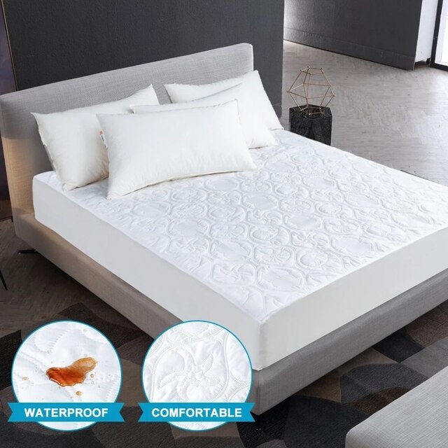 Solid Color Quilted Embossed Waterproof Mattress Protector Fitted Sheet Style Cover for Mattress Thick Soft Pad for Bed 2