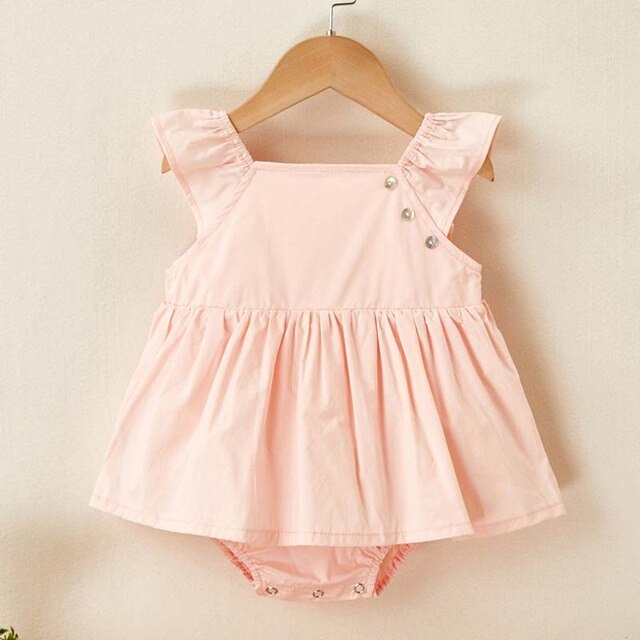 New Newborn Cotton Flying Sleeve Dress Jumpsuit Korean Japan Style Summer Princess Clothes One Piece Baby Girl Bodysuits 6