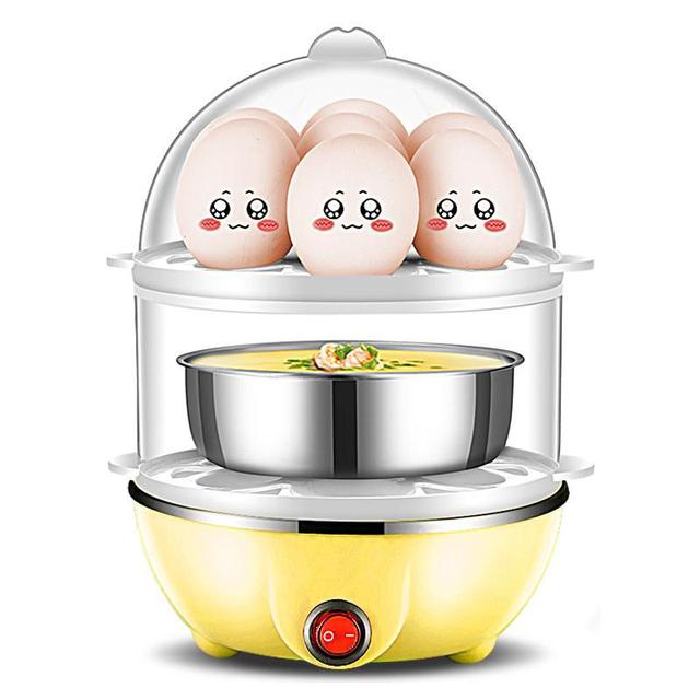 Electric Egg Boiler Cooker Double-Layer Automatic Mini Steamer Poacher Cookware Kitchen Cooking Tool Egg Steamer Breakfast Maker 5