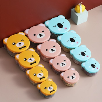 4pcs Children Plastic Cartoon Cute Bento Box Japanese Outdoor Food Storage Container Kids Student Microwave Lunch Box Utensils 2