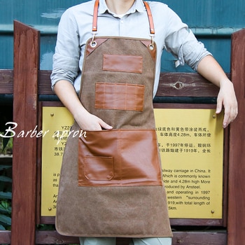 Fashion Canvas kitchen Aprons For Woman Men Chef Work Apron For Grill Restaurant Bar Shop Cafes Beauty Nails Studios Uniform 2