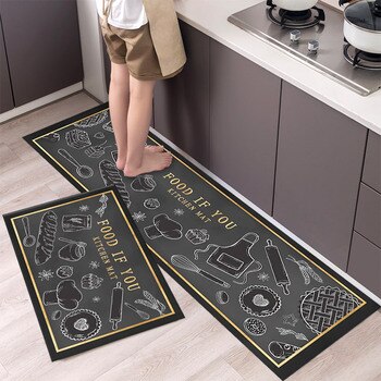 New Hot Sale Kitchen Floor Mat Tableware Pattern Entrance Doormat Bathroom Door Floormat Parlor Anti-slip Antifouling Long Rugs 2