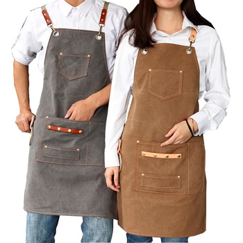 2021 New Thick Canvas Unisex Apron Bib Chef Kitchen Aprons for Women Men Coffee Shop Barber BBQ Bib working uniform 1