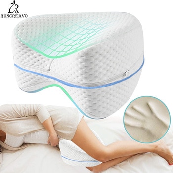 Pregnancy Body Memory Foam Pillow Orthopedic Knee Leg Wedge Pillow Cushion for Side Sleeper Sciatica Relief or Pillowcase 1