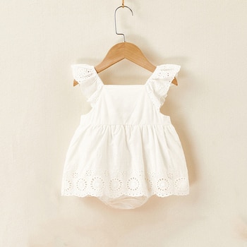 Baby Girls Clothes Flying Sleeve Lace Dress Bodysuits Korean Style Toddler Girls One Piece Summer Baby Girls Outfit 1