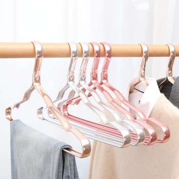 5/10pcs Coat Pants Hanger Clothes Drying Rack Anti -slip Wardrobe Dress Towel Coat Organizer Aluminum Alloy Hangers Storage 1