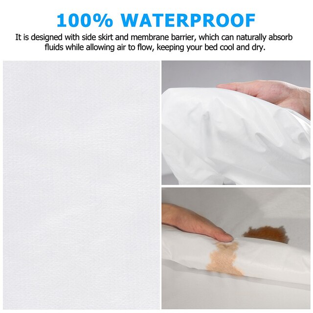 Smooth Waterproof Mattress Protector Cover for Bed Solid White Wetting Breathable Hypoallergenic Protection Pad Cover Customized 6