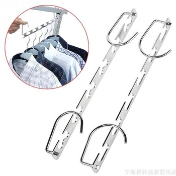 1pcs 37cm Multifunctional Space Saving Metal Hangers with Magic Hook 6 Hole Clothing Wardrobe Organize Hanger Holder 2