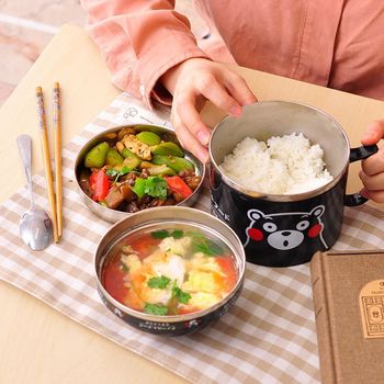 Japanese style Cartoon Double layer Instant Noodles Bowl Stainless Steel Lunch Box Food Thermo for Kids Thermal Bento Lunch Box 1