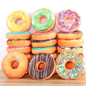 1pc 3D Donut Plush Cushion Round Cake Pillow Sofa Seat Cushion Kids Toy Home Decor Wedding Cushion Christmas Birthday Gift 40cm 1