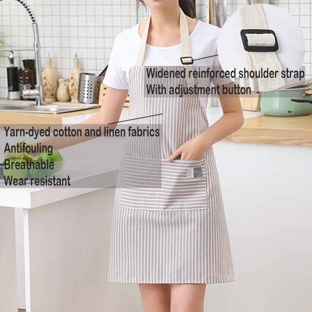 Fashion Simple SmallFresh Stripe Kitchen Antifoul Apron Pinafore Woman Cooking Accessories Cafe Restaurant Flower Shop Overalls 5