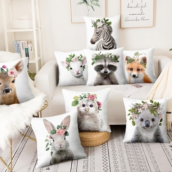 Home Decoration Pillow Fresh Animals In Flower Printed Cushion Decorative Pillows Almofada Decorativas Para Sofa Throw Pillow 1