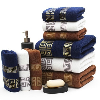 Luxury Premium Bath Towel Golden Thread Embroidery Cloud Pattern Orient Style 100% Combed Cotton Sauna Shower Beach Towels 2
