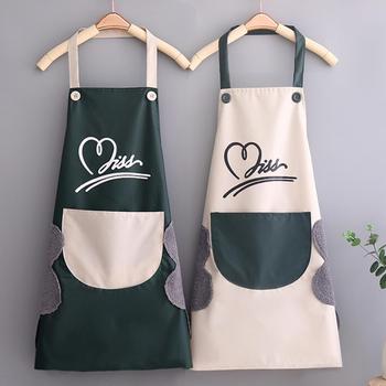 Korean Women Kitchen Apron Pockets Lightweight Anti-Splash Practical Waterproof Kitchen Dress Nail Salon Apron for Men Cooking 1