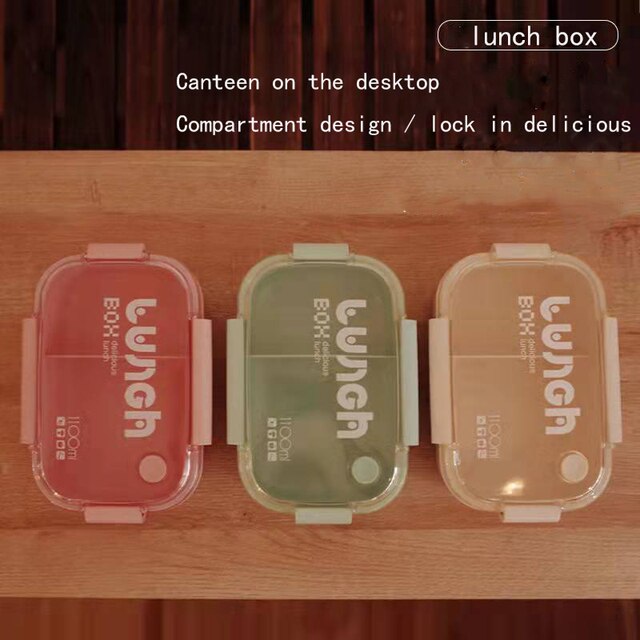 Lunch Box Wheat Straw Dinnerware with Spoon fork Food Storage Container Children Kids School OfficeMicrowave Bento Box lunch bag 2
