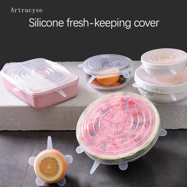 Silicone Cover Stretch Lids Reusable Durable and Expendable Lids Silicone Covers for Fresh Food Leftovers Keep Food Fresh 4