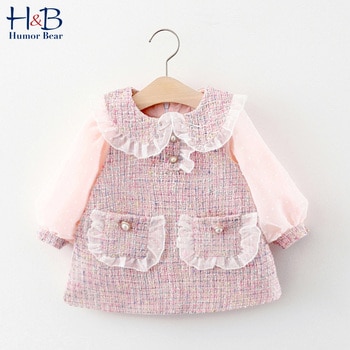 Humor Bear Baby Girls Dress 2022 Korean-Style Patchwork long Sleeve Dress Baby Princess Dress Infant Toddler Clothes for 0-24M 1