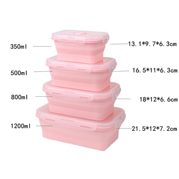 Silicone Folding Bento Box 1/3/4Pc Collapsible Portable Lunch Box for Food Dinnerware Food Container Bowl Lunchbox Tableware 2