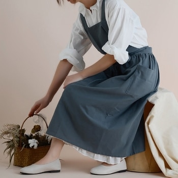Women Cotton Linen Cross Back Apron Japanese Housework Baking Wrap Florist Dress Kitchen Cooking Aprons 2