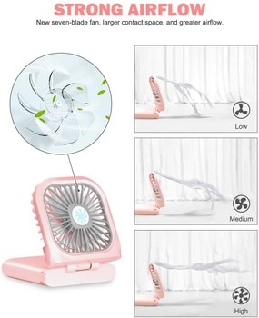 iHoven Portable Mini Fan USB Rechargeable with Power Bank Handheld Fan Desk Adjustable Fan Air Cooler Home Office Outdoor Travel 2