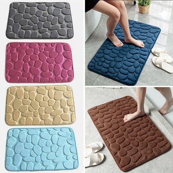 Cobblestone Embossed Bathroom Bath Mat Non-slip Carpets In Wash Basin Bathtub Side Floor Rug Shower Room Doormat Memory Foam Pad 1