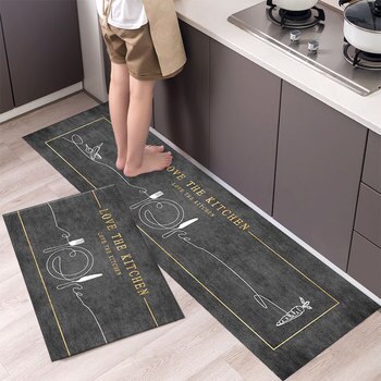 New Hot Sale Kitchen Floor Mat Tableware Pattern Entrance Doormat Bathroom Door Floormat Parlor Anti-slip Antifouling Long Rugs 1