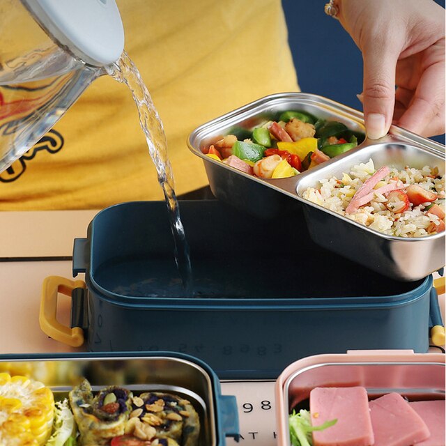 304 Stainless Steel Thermal Lunch Box Office Worker Bento Box Single/Double Layer Student Children Food Storage Container Store 4